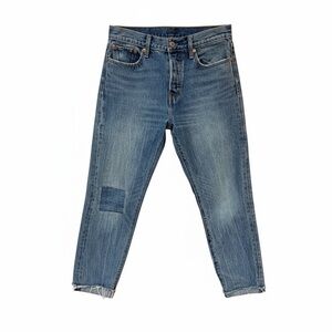 Levi’s 505 Y2K High Rise Distressed Cropped Jeans Light Wash 28